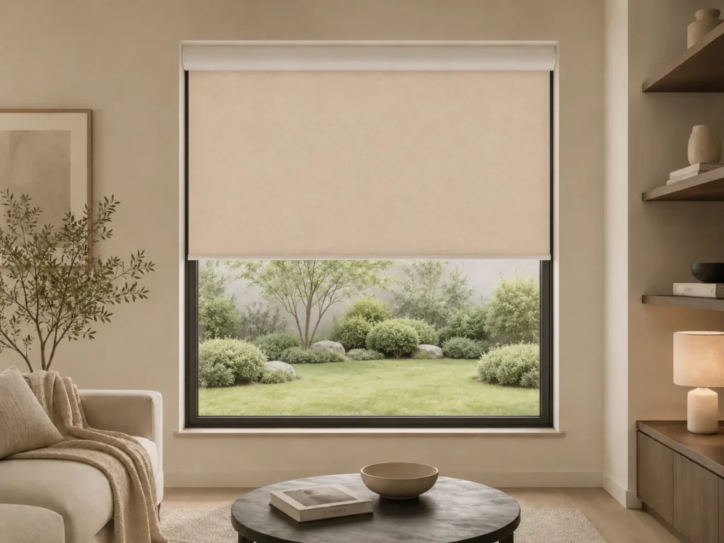 AurelWeave roller blinds in Champagne Sand, main product view